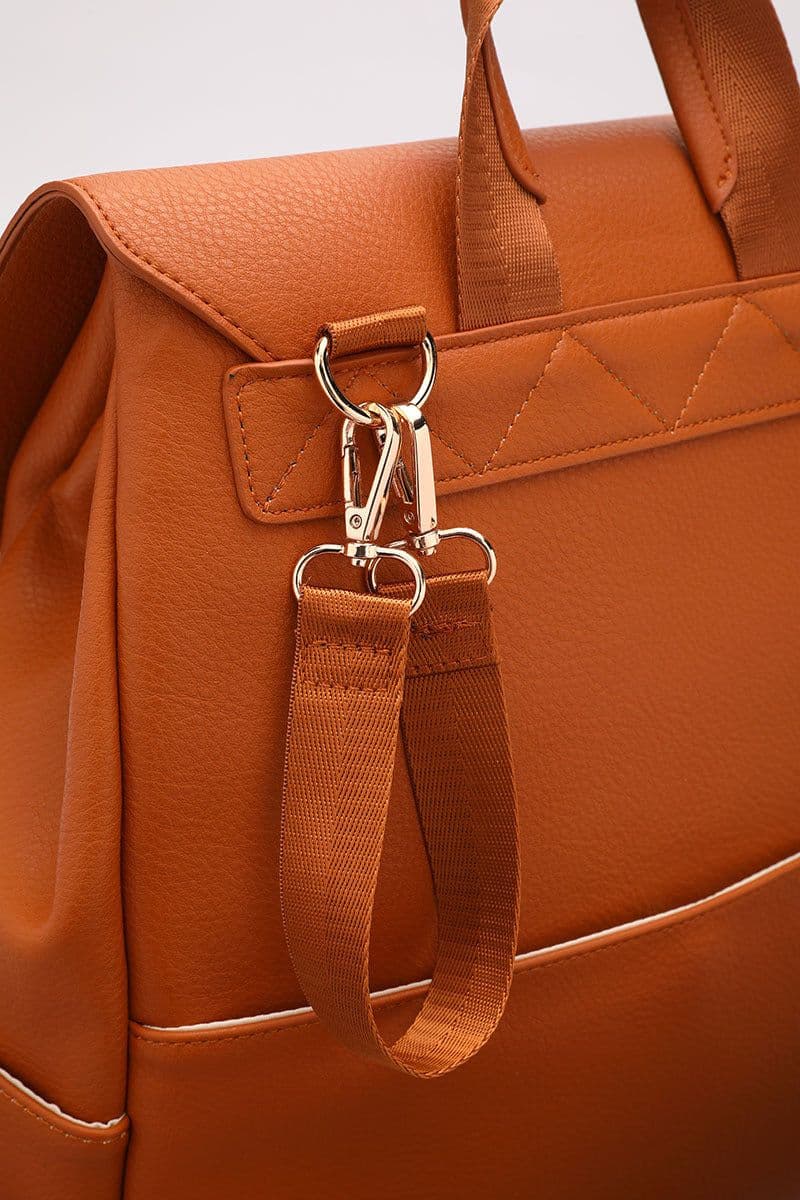 image-PU Leather Mommy Backpack Large Capacity Multifunctional Diaper Bag