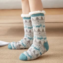 image-Women's Thermal Fleece Floor Socks - Non-Slip Home Slipper Socks