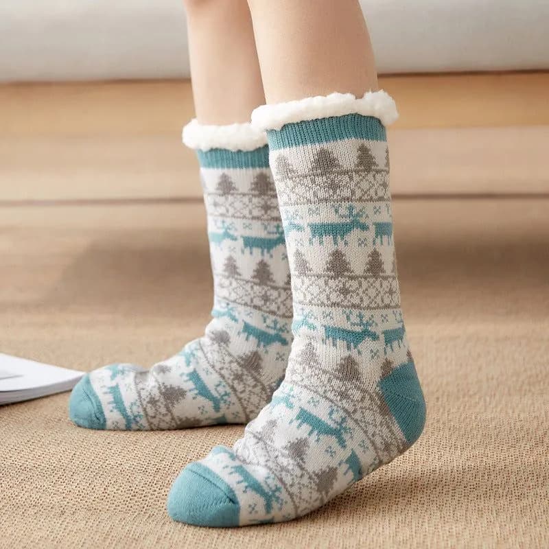 image-Women's Thermal Fleece Floor Socks - Non-Slip Home Slipper Socks