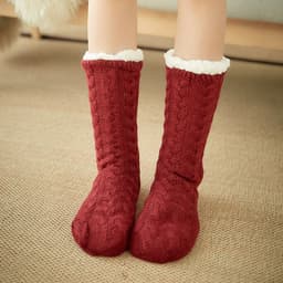 image-Women's Thermal Fleece Floor Socks - Non-Slip Home Slipper Socks