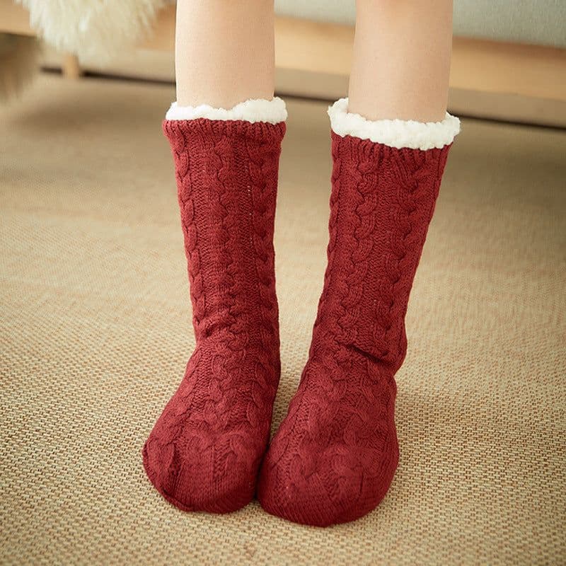 image-Women's Thermal Fleece Floor Socks - Non-Slip Home Slipper Socks