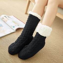 image-Women's Thermal Fleece Floor Socks - Non-Slip Home Slipper Socks