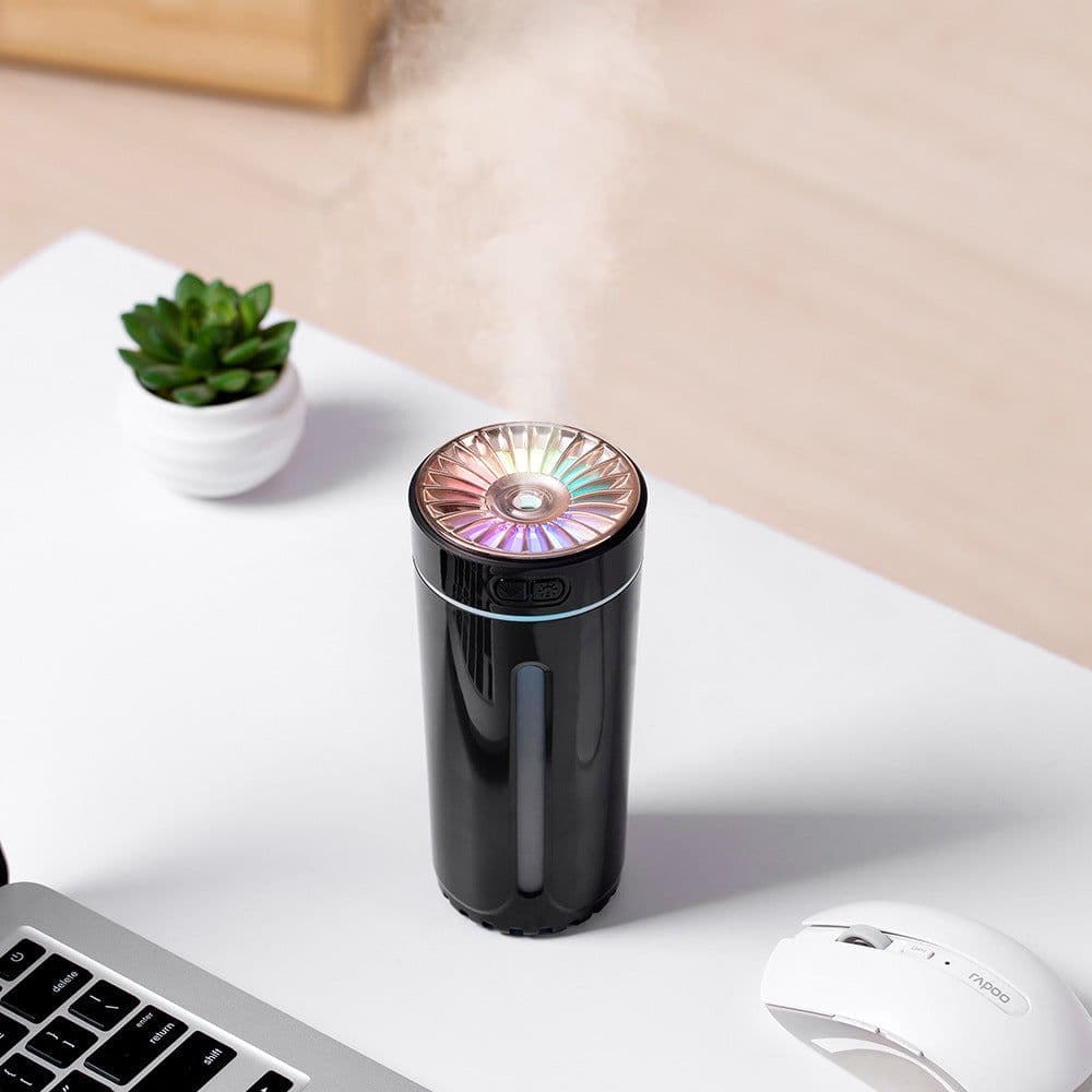 image-Portable Car Humidifier Aroma Diffuser with LED Night Light