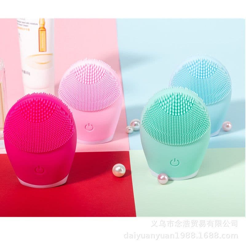 image-Electric Silicone Facial Cleansing Brush Waterproof Vibration