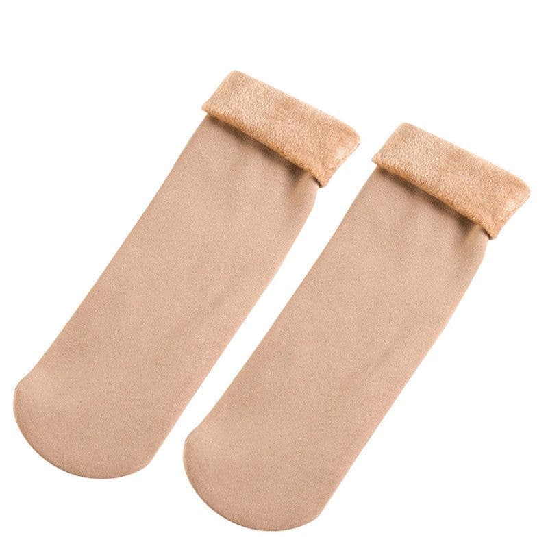 image-Women's Thickened Fleece Floor Socks Winter Warm Boot Socks Brown