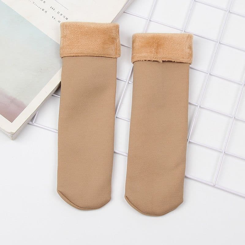 image-Women's Thickened Fleece Floor Socks Winter Warm Boot Socks Brown