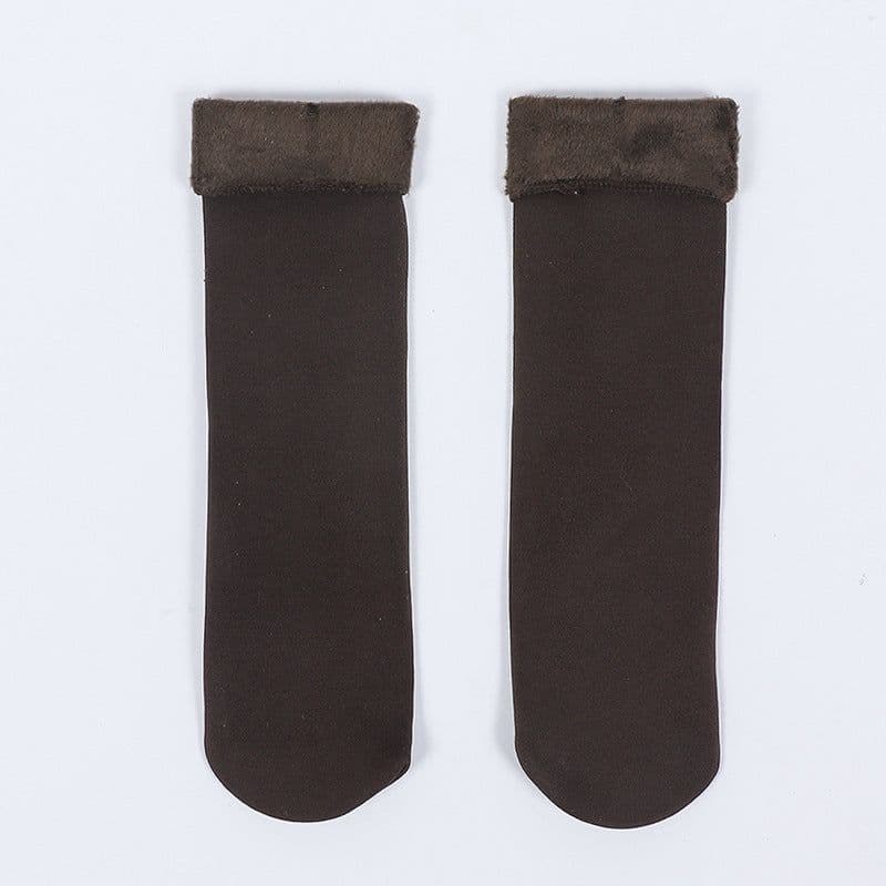 image-Women's Thickened Fleece Floor Socks Winter Warm Boot Socks Brown