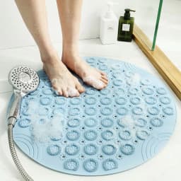 image-PVC Round Bathroom Non-Slip Shower Mat with Suction Cups 55cm