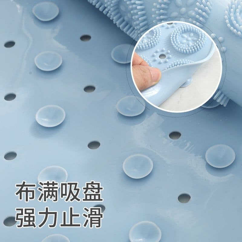 image-PVC Round Bathroom Non-Slip Shower Mat with Suction Cups 55cm