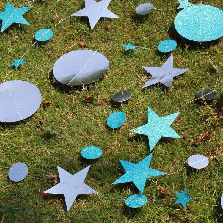 image-Kasa Decor Gold Silver Star Disc Paper Garland 4M Party Decoration