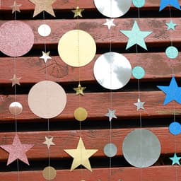 image-Kasa Decor Gold Silver Star Disc Paper Garland 4M Party Decoration