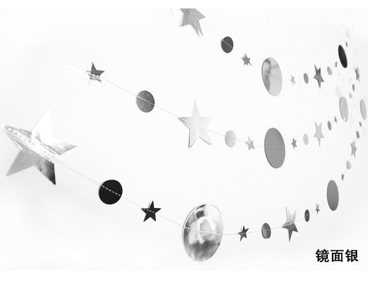 image-Kasa Decor Gold Silver Star Disc Paper Garland 4M Party Decoration