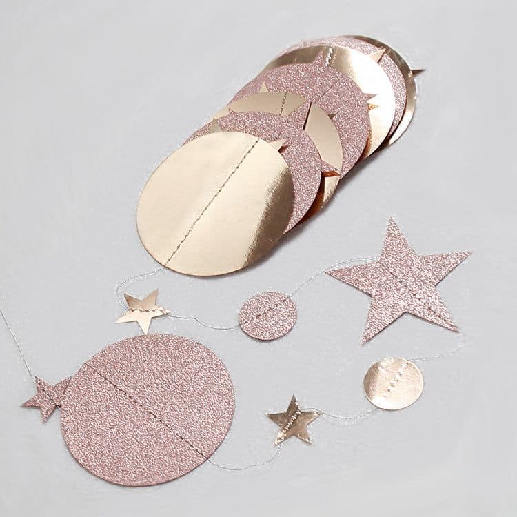 image-Kasa Decor Gold Silver Star Disc Paper Garland 4M Party Decoration