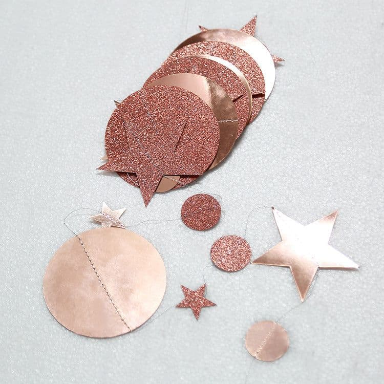 image-Kasa Decor Gold Silver Star Disc Paper Garland 4M Party Decoration