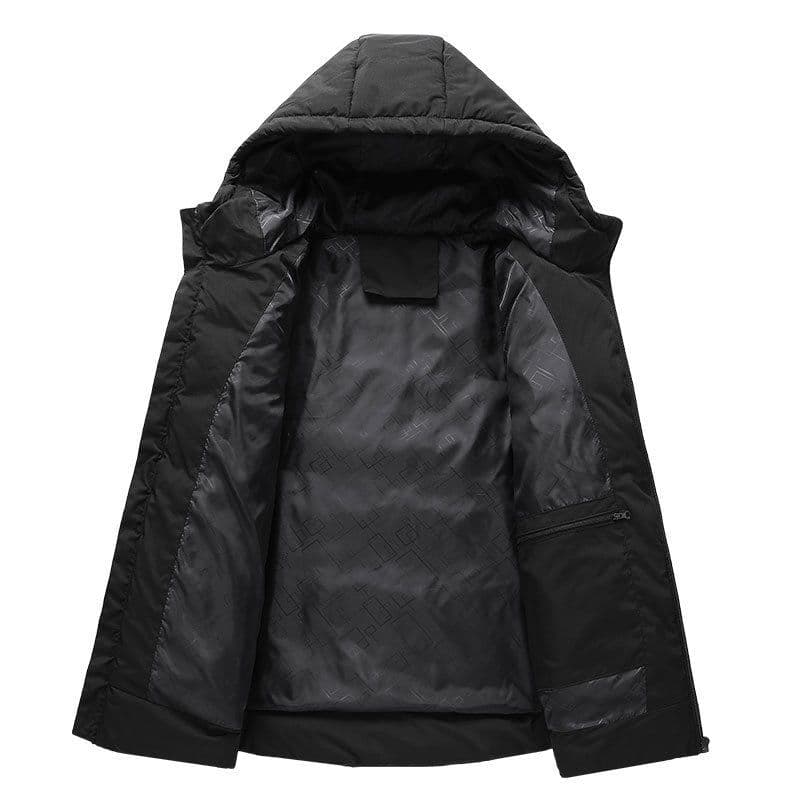 image-Men's Heated Jacket with 11 Zone Control - Hooded Winter Cotton Coat