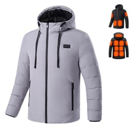 image-Men's Heated Jacket with 11 Zone Control - Hooded Winter Cotton Coat