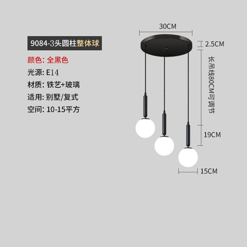 image-Nordic Glass Chandelier Single Head Aluminum Golden Bedroom Lamp