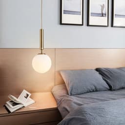 image-Nordic Glass Chandelier Single Head Aluminum Golden Bedroom Lamp