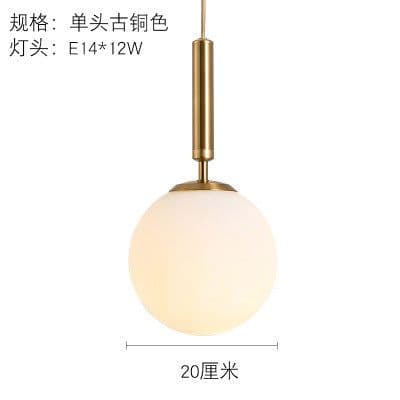 image-Nordic Glass Chandelier Single Head Aluminum Golden Bedroom Lamp