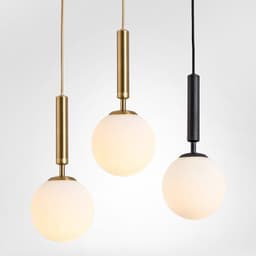image-Nordic Glass Chandelier Single Head Aluminum Golden Bedroom Lamp