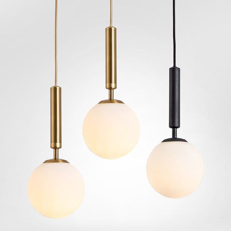 image-Nordic Glass Chandelier Single Head Aluminum Golden Bedroom Lamp