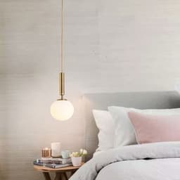 image-Nordic Glass Chandelier Single Head Aluminum Golden Bedroom Lamp