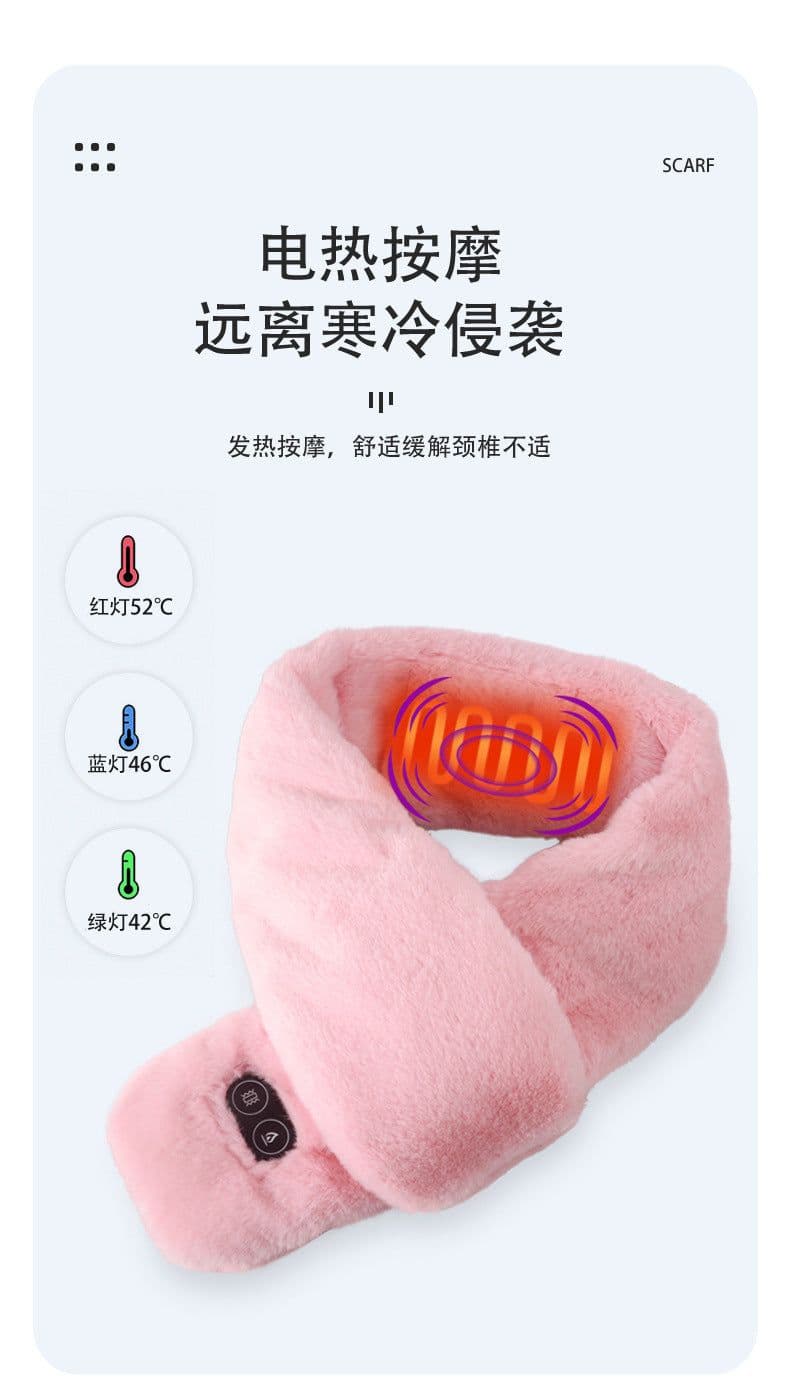 image-USB Heated Neck Scarf with Massage Function - Winter Warming Wrap