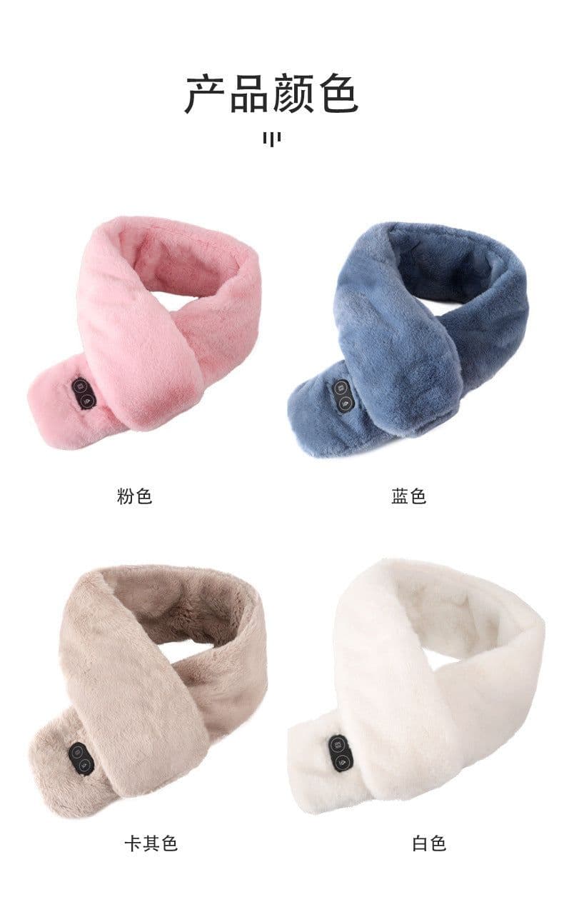image-USB Heated Neck Scarf with Massage Function - Winter Warming Wrap
