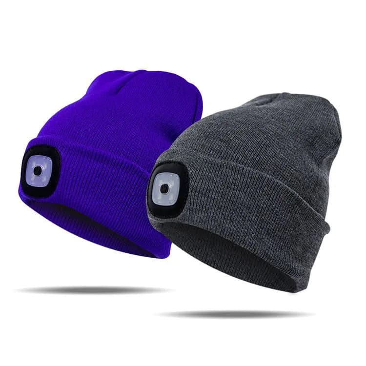 image-LED Knit Hat with Light - Unisex Wool Beanie