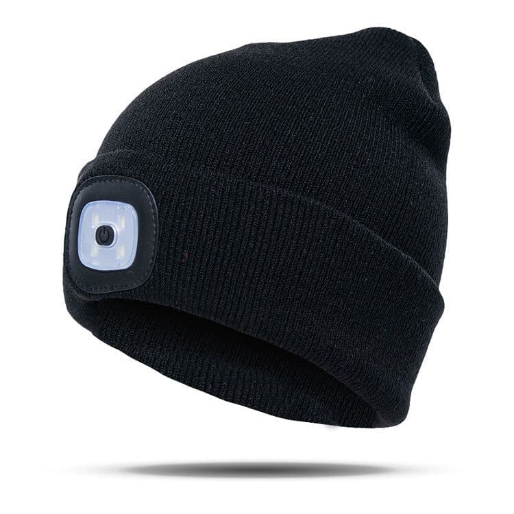 image-LED Knit Hat with Light - Unisex Wool Beanie