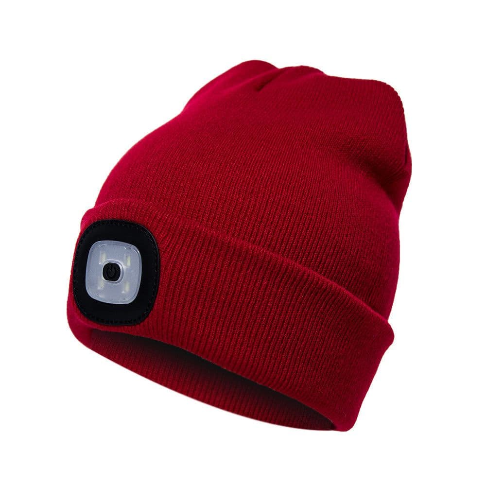 image-LED Knit Hat with Light - Unisex Wool Beanie