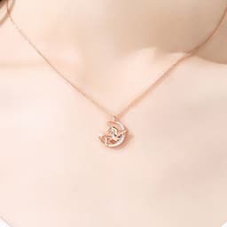image-Unicorn Necklace Rose Gold Pendant Cross Chain Korean Style Clavicle