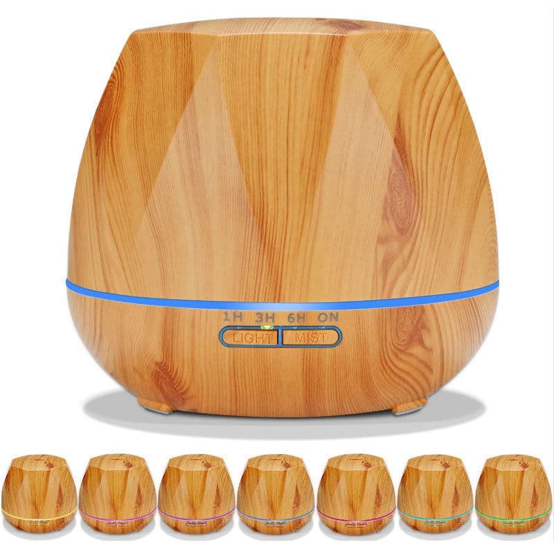image-550ML Diamond Wood Grain Aromatherapy Humidifier Essential Oil Diffuser
