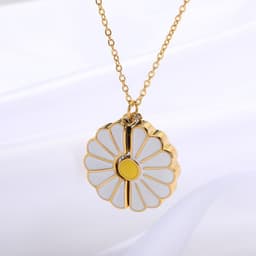 image-Sunflower Necklace Gold Alloy Clavicle Chain Openable Pendant