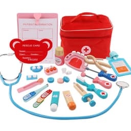 image-Wooden Doctor Kit Pretend Play Medical Toy Set for Kids Ages 3-6