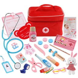 image-Wooden Doctor Kit Pretend Play Medical Toy Set for Kids Ages 3-6