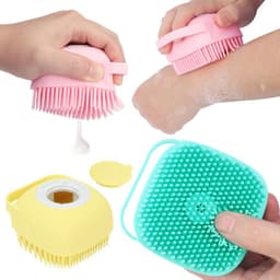 image-Baby Silicone Bath Brush Massage Ball with Shower Gel Dispenser
