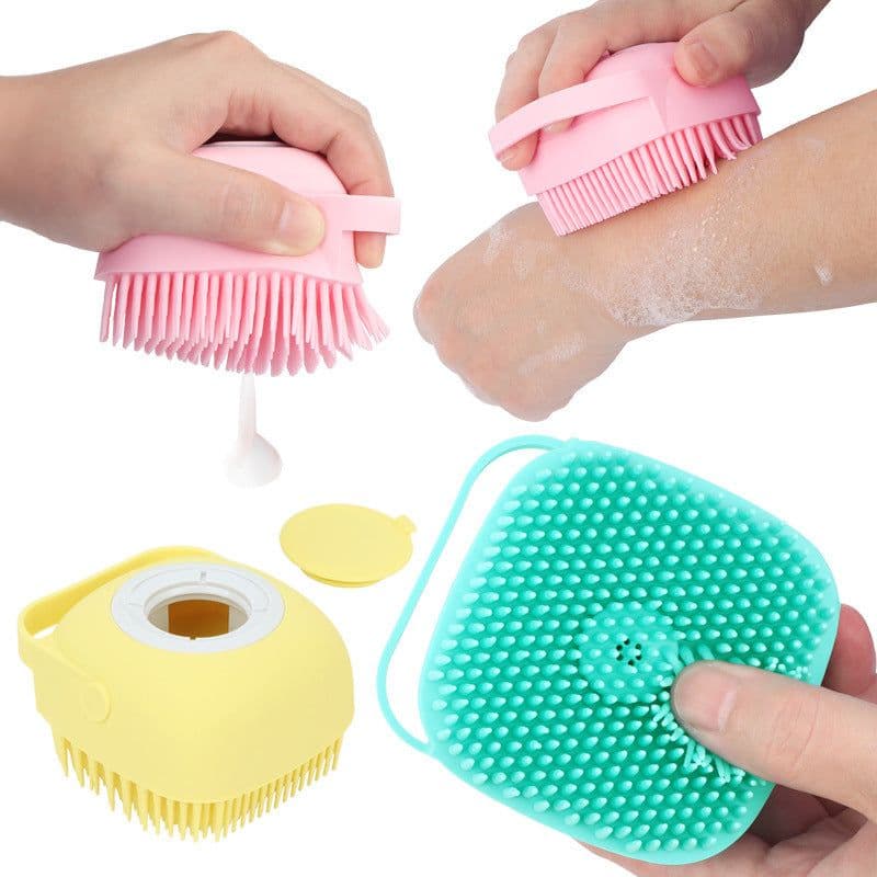 image-Baby Silicone Bath Brush Massage Ball with Shower Gel Dispenser