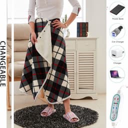 image-USB Heated Shawl Blanket 140x80cm Red Plaid Mink Fleece 5V