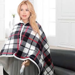 image-USB Heated Shawl Blanket 140x80cm Red Plaid Mink Fleece 5V
