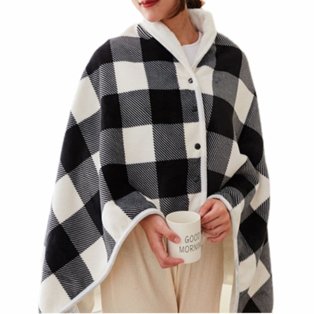 image-USB Heated Shawl Blanket 140x80cm Red Plaid Mink Fleece 5V