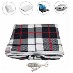 image-USB Heated Shawl Blanket 140x80cm Red Plaid Mink Fleece 5V