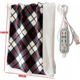 image-USB Heated Shawl Blanket 140x80cm Red Plaid Mink Fleece 5V