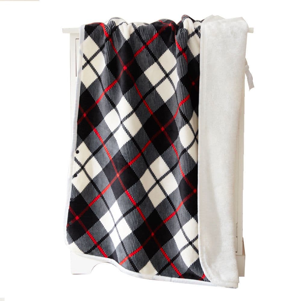 image-USB Heated Shawl Blanket 140x80cm Red Plaid Mink Fleece 5V