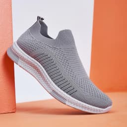 image-Bu Jingyun Men's Casual Slip-On Sneakers Breathable Mesh Gray