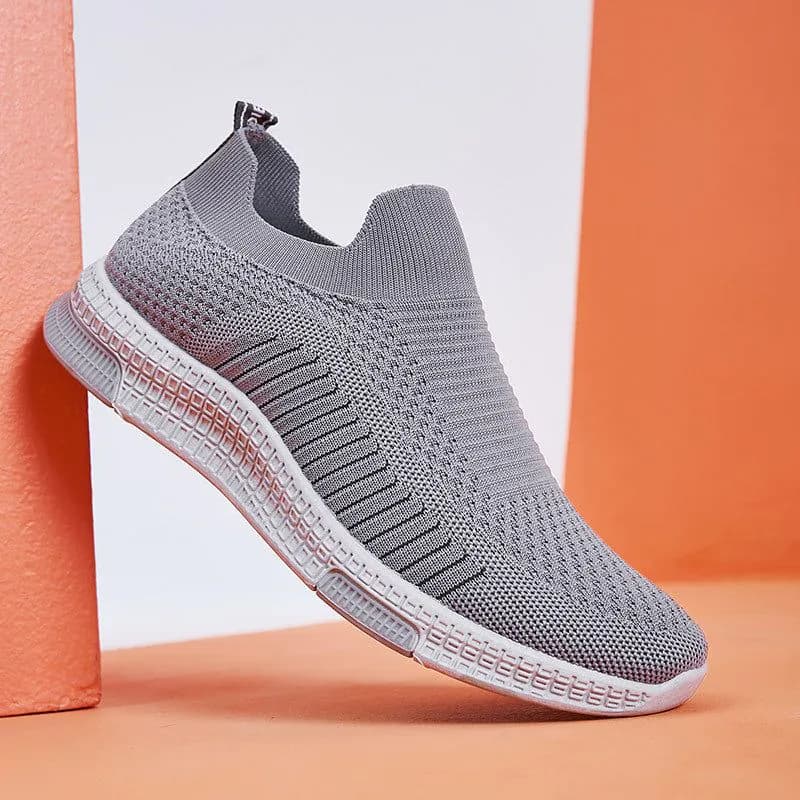 image-Bu Jingyun Men's Casual Slip-On Sneakers Breathable Mesh Gray