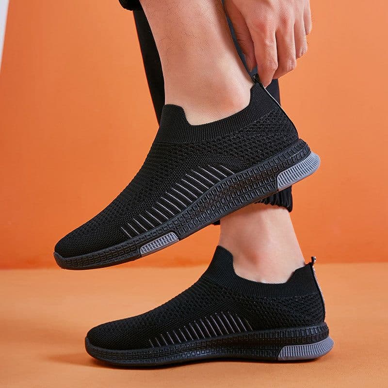 image-Bu Jingyun Men's Casual Slip-On Sneakers Breathable Mesh Gray