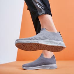 image-Bu Jingyun Men's Casual Slip-On Sneakers Breathable Mesh Gray