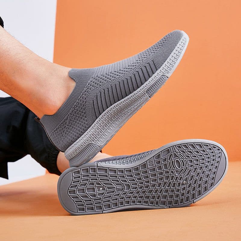 image-Bu Jingyun Men's Casual Slip-On Sneakers Breathable Mesh Gray