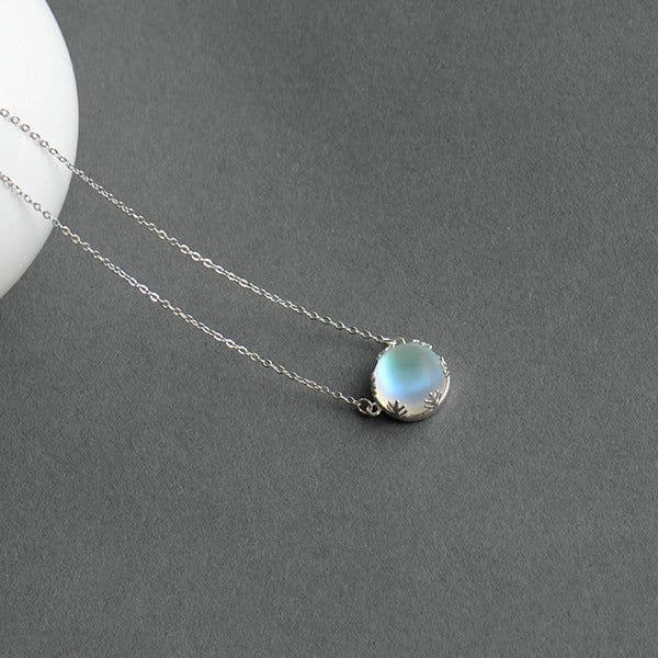image-SILVERHOO S925 Sterling Silver Moonstone Necklace Blue Gradient